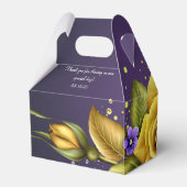 Elegant gele rozen en Paarse geweldsweddenschappen Bedankdoosjes (Achterkant)