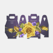 Elegant gele rozen en Paarse geweldsweddenschappen Bedankdoosjes (Uitgevouwen)
