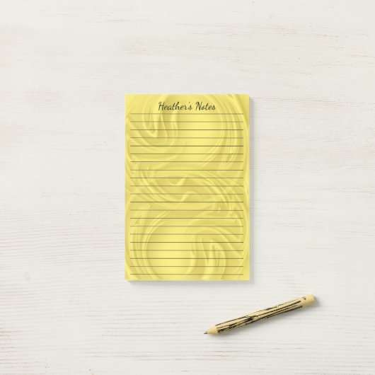 Elegant Gele Schaduwen en Zwemelen Aangepast Post-it® Notes (Op bureau)