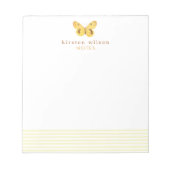 Elegant gele stripes en vlinder - speciaal aangepa notitieblok (Voorkant)