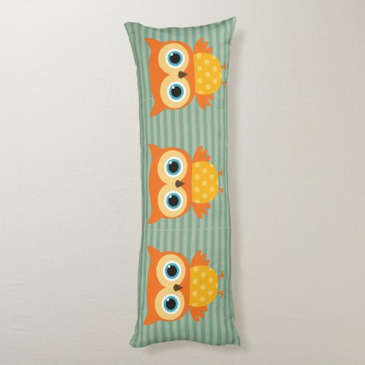 Elegant gele uil groene lijnen kinder lichaamskussen (Achterkant (Verticaal))