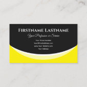 Elegant gele vormen op zwart monogram 3d effect visitekaartje (Achterkant)