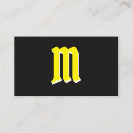 Elegant gele vormen op zwart monogram 3d effect visitekaartje