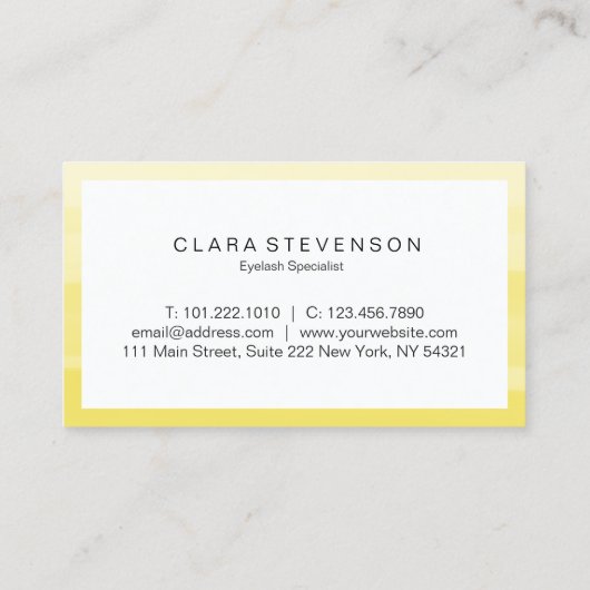 Elegant gele waterverf penseelstreken zweepslagen visitekaartje (Achterkant)