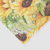 Elegant Gele Waterverf Zonnebloemen Groen Tissuepapier (Detail)