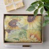 Elegant Gele Waterverf Zonnebloemen Groen Tissuepapier (Geschenk)