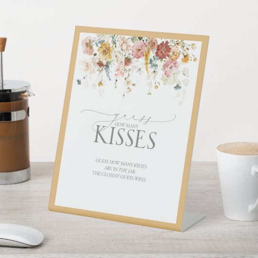 Elegant gele wilde bloem hoeveel kussen reclamebord met voetstuk (Insitu)