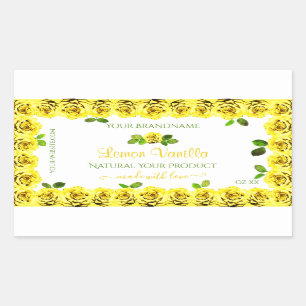 Elegant gele witte etiketten van Rozen die bloeien