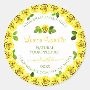 Elegant gele witte etiketten van Rozen die bloeien