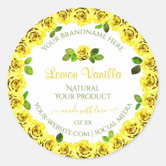 Elegant gele witte etiketten van Rozen die bloeien (Voorkant)