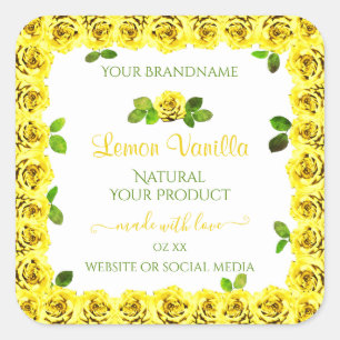 Elegant gele witte etiketten van Rozen die bloeien