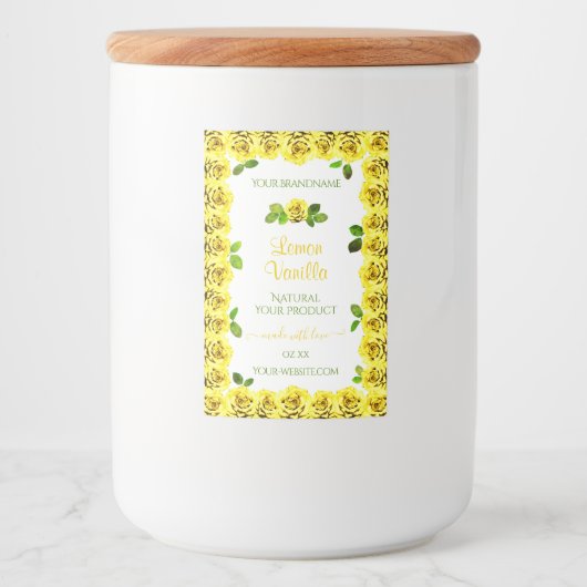 Elegant gele witte etiketten van Rozen die bloeien (Voorkant)