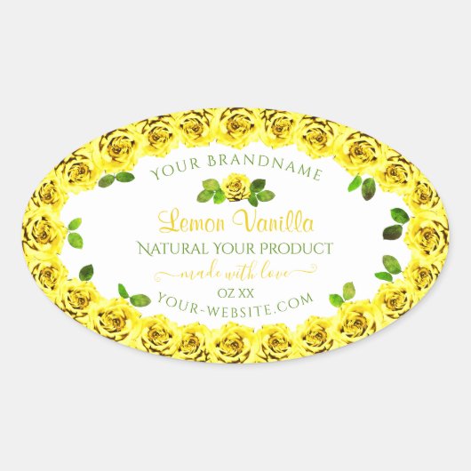 Elegant gele witte etiketten van Rozen die bloeien (Voorkant)