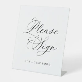 Elegant Gelieve Ons Gastboek Te Ondertekenen Huwel Reclamebord Met Voetstuk