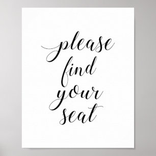 Elegant Gelieve Uw Plaats Te Vinden Trouwbord Poster