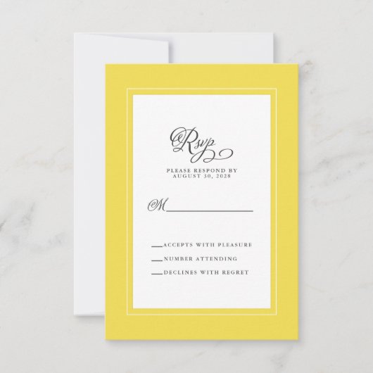 Elegant Gellow Grijs Wedding Trendy Reply Enclosur RSVP Kaartje (Voorkant)