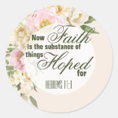 Elegant GELOOF HOOP Bijbel vers Bloemen Rand Ronde Sticker (Voorkant)