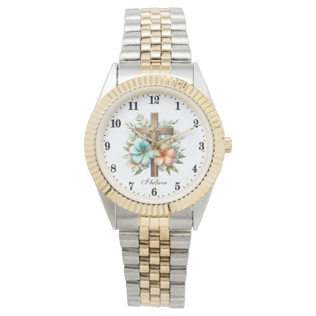 Elegant geloof ik Cross Religious Horloge (Voorkant)