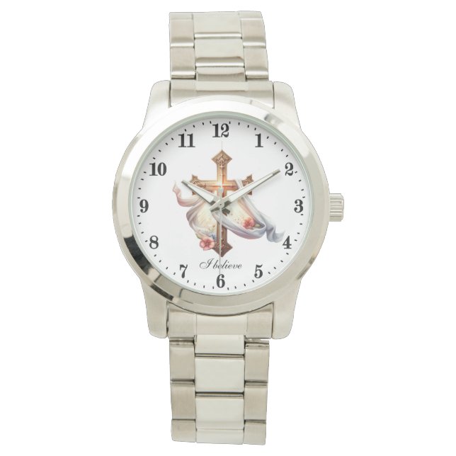 Elegant geloof ik Cross Religious Horloge (Voorkant)