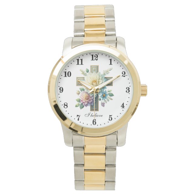 Elegant geloof ik Cross Religious Horloge (Voorkant)