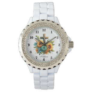 Elegant geloof ik Cross Religious Horloge