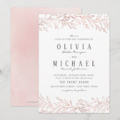 Elegant gelooid roos goud botanische florale bruil kaart (Voorkant / Achterkant)