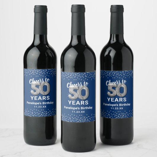 Elegant Gelukkig 50ste Verjaardag Wijnlabel Wijn Etiket (Flessen)