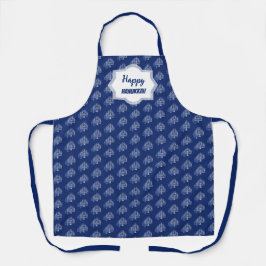 Elegant Gelukkig Chanoeka Blauw Menorah Patroon Schort