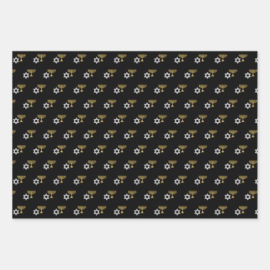 Elegant Gelukkig Chanoeka Golden Menorah Monogram Inpakpapier Vel (Voorkant 3)