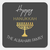 Elegant Gelukkig Chanoeka Golden Menorah Vierkante Sticker (Voorkant)