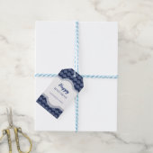 Elegant Gelukkig Chanoeka Menorah Patroon Blauw Cadeaulabel (Met Touw)