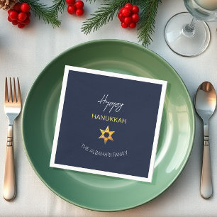 Elegant Gelukkig Hanukkah Gouden David Ster Servet
