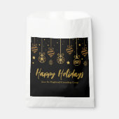 Elegant Gelukkig Kerstfeest Zwart Goud Aangepaste Bedankzakje (Voorkant)
