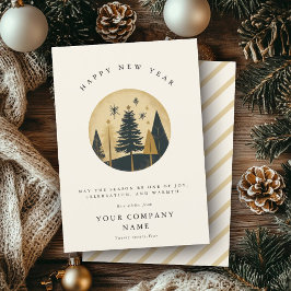 Elegant Gelukkig Nieuwjaar Warm Pine Forest Busine Feestdagenkaart