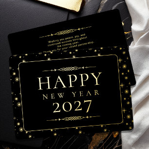 Elegant Gelukkig Nieuwjaar Zakelijk Goud Folie Feestdagenkaart