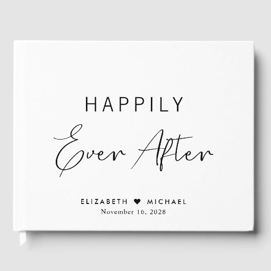 Elegant gelukkig ooit na bruiloft gastenboek (Voorkant)