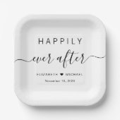 Elegant gelukkig ooit na bruiloft papieren bordje (Voorkant)