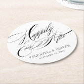 Elegant gelukkig ooit na bruiloft ronde kartonnen onderzetter (Gebogen)