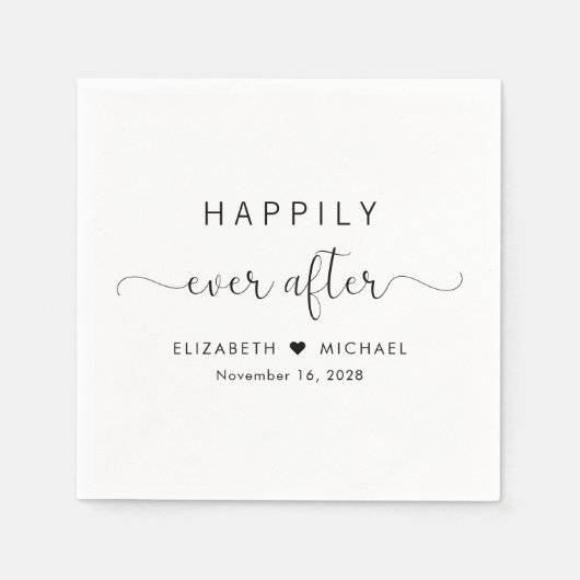 Elegant gelukkig ooit na bruiloft servet (Voorkant)