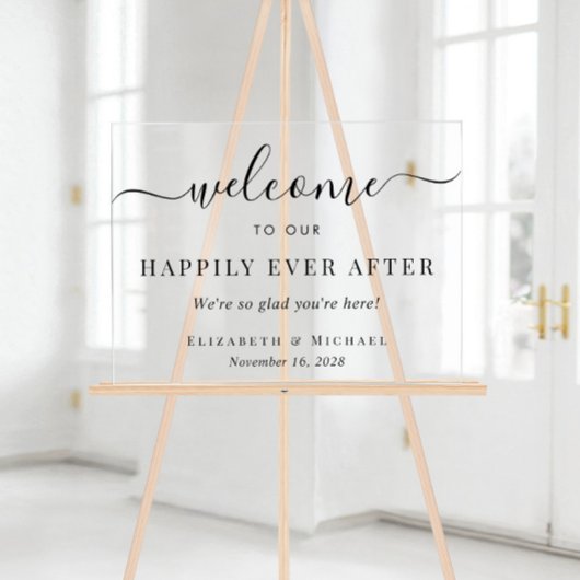Elegant gelukkig ooit na bruiloft Welkom Acryl Bord