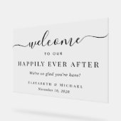 Elegant gelukkig ooit na bruiloft Welkom Acryl Bord (Hoek)