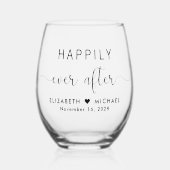 Elegant gelukkig ooit na bruiloft wijnglas zonder voet (Voorkant)