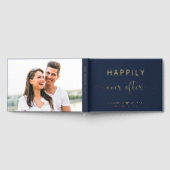 Elegant gelukkig ooit na foto blauwe bruiloft gastenboek (Volledig)