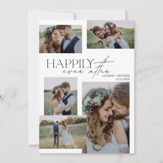 Elegant gelukkig ooit na moderne fotobruiloft aankondiging (Voorkant)