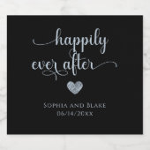 Elegant gelukkig ooit na mousserende wijnfles L Sparkling Wijnetiket (Enkel label)