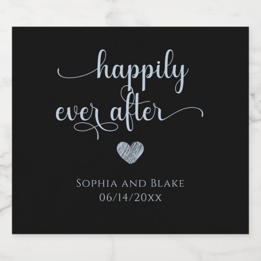 Elegant gelukkig ooit na mousserende wijnfles L Sparkling Wijnetiket (Enkel label)