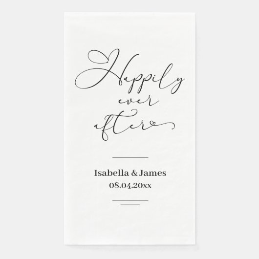 Elegant gelukkig ooit na romantische bruiloft servet (Voorkant)