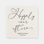 Elegant gelukkig ooit na romantische Ecru bruiloft Servet (Voorkant)