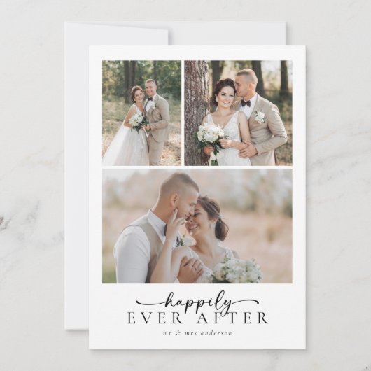 Elegant Gelukkig Ooit Na Script Foto Bruiloft Bedankkaart (Voorkant)