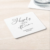 Elegant, gelukkig ooit na witte romantische bruilo kartonnen onderzetters (Schuin)